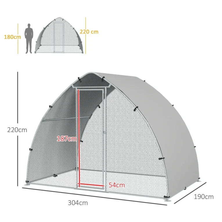 Walk-In Galvanised Chicken Run with Canopy – 3.04 × 1.9m