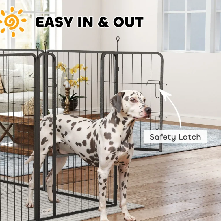 Eight-Panel Steel Dog Playpen with Gate – Black, 100cm High Eight-Panel Steel Dog Playpen with Gate – Black, 100cm High