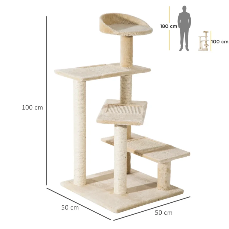 Cat Tree 100cm Activity Centre Scratching Post – Beige