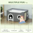 Folding Cat House with Top Bed and Sisal Pad – Grey, 60cm