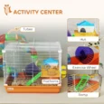 2-Tier Hamster Cage with Wheels and Tunnel Dwarf – Orange and white