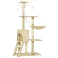 Cat Tree with Den, Basket and Ladder – Beige, 134cm