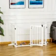 Four-Panel Freestanding Wooden Pet Gate – White, 80cm