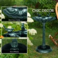 Garden Bird Bath with Planter Base – Green, 81cm