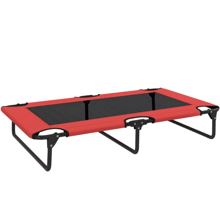 Portable Elevated Dog Bed Mesh Large – Red, Black