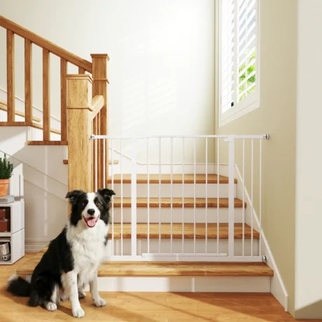 Adjustable Pet Gate with Two Extensions – White, 76cm