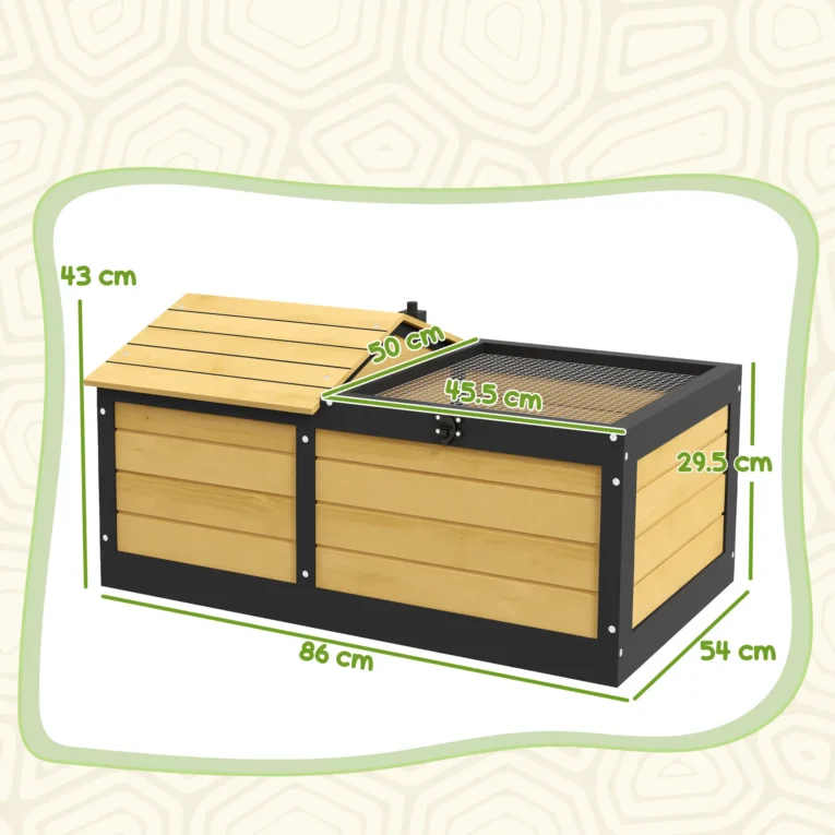 Wooden Tortoise House Reptile Shelter Hide Den – Yellow