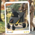 Folding Pet Stroller with Large Wheels – Dark Grey, 30kg