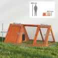 Wooden Rabbit Hutch with Run Outdoor Triangle House – Orange