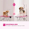 Folding Dog Grooming Table with Adjustable Arm – Pink, 81cm
