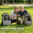 Expandable Pet Backpack with Mesh Doors – Light Grey, 10kg Capacity