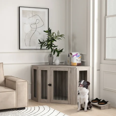 Furniture Dog Crate with Cushion – Walnut Brown, 121.6cm