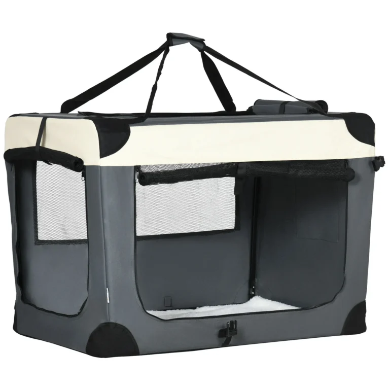 Three-Door Folding Pet Carrier – Grey, 91cm