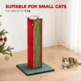 Tall Sisal Cat Scratching Post with Bell Toy – Green and Red, 81cm
