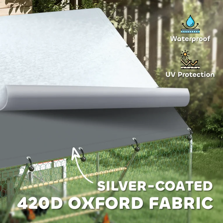 Walk-In Steel Chicken Run with Cover and Feeder – 3 × 2m