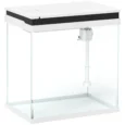 Compact Glass Aquarium with Pump and LED Lighting – White, 14L