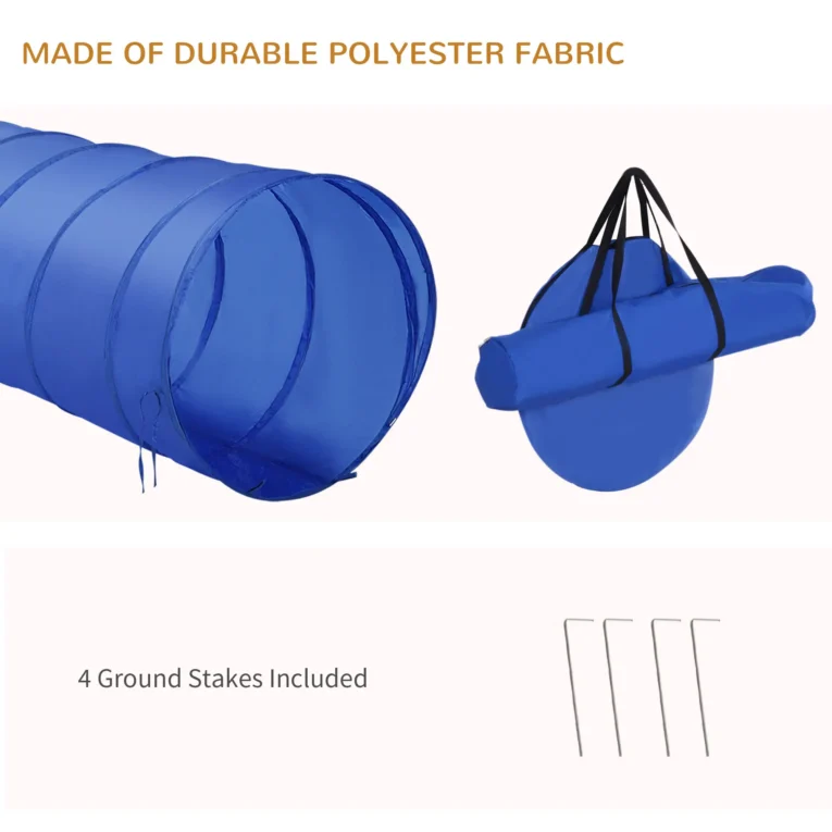 Dog Agility Training Set Adjustable (Poles, Hurdle, Tunnel) – Blue and yellow
