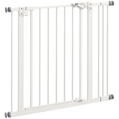 Dog Gate with 7cm Extension – White, 74–87cm