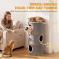 Three-Den Plush Cat Barrel with Washable Cover – Grey, 80cm